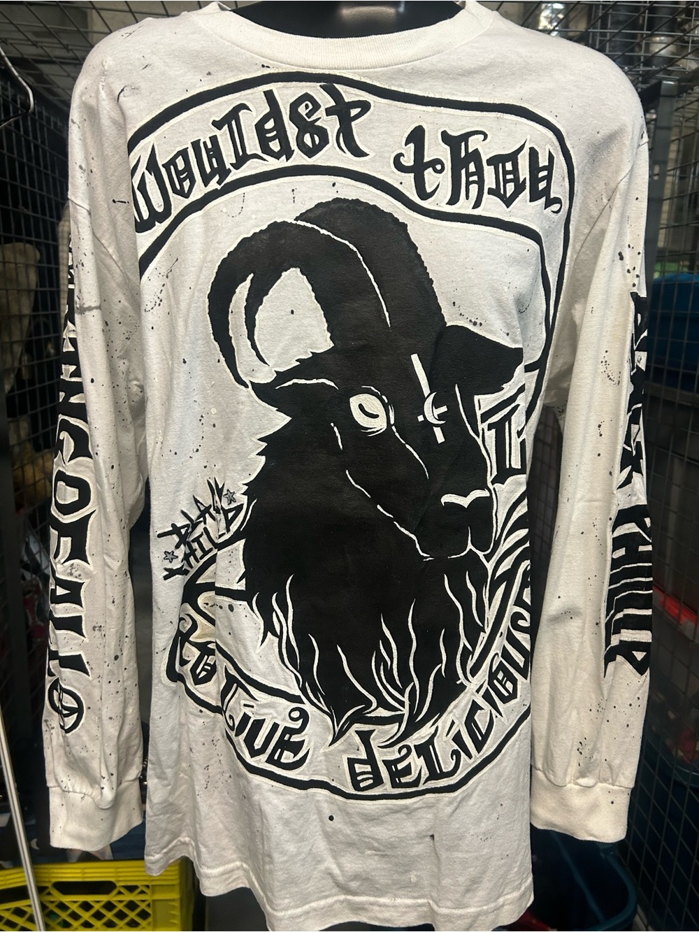 Unisex CUSTOM LUX BLK handpainted BLACK PHILLIP crackle Delicious Goat 🐐 long